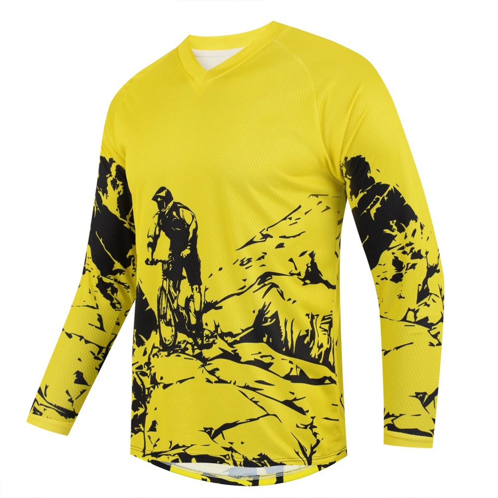 Cycling - Kaos Olahraga Lengan Panjang Pria Motif