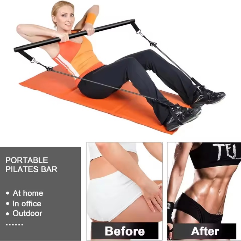 Peralatan Pilates Bar dengan R - Pilates Bar Kit With Resistance Bands ulasan dan harga