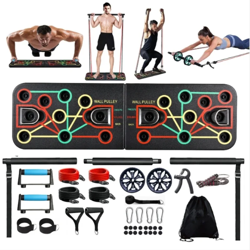 Set Papan Push Up Multifungsi  - Pilates Bar Kit With Resistance Bands ulasan dan harga